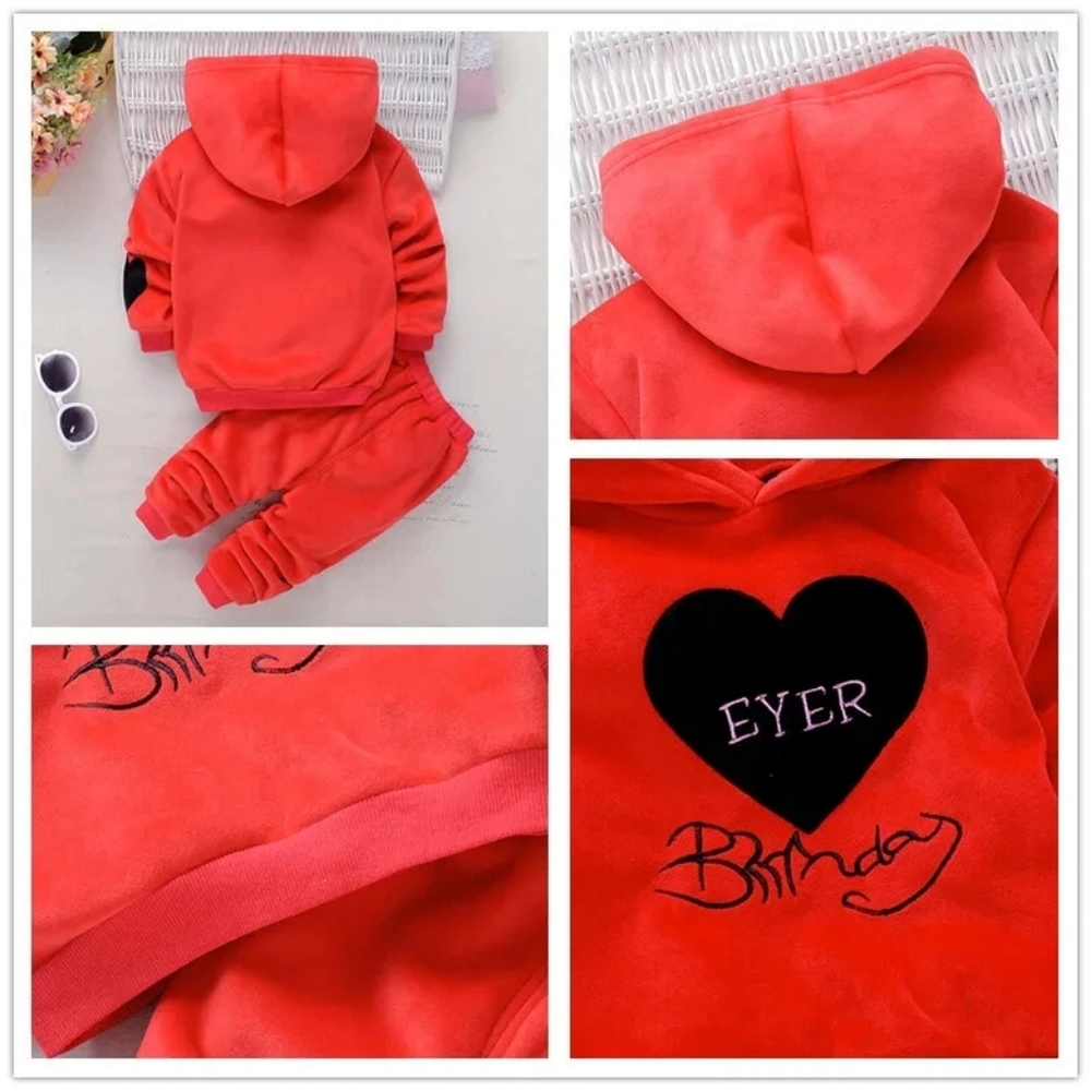 Red Hooded Sweatshirt and Pants Set